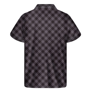 Grey Buffalo Plaid Pattern Print Men's Short Sleeve Shirt