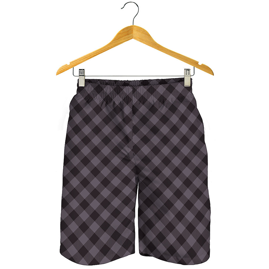 Grey Buffalo Plaid Pattern Print Men's Shorts