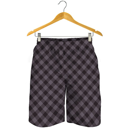 Grey Buffalo Plaid Pattern Print Men's Shorts