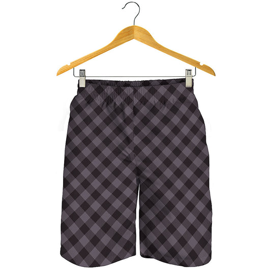 Grey Buffalo Plaid Pattern Print Men's Shorts