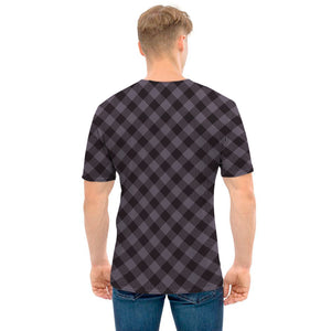 Grey Buffalo Plaid Pattern Print Men's T-Shirt