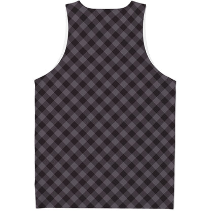Grey Buffalo Plaid Pattern Print Men's Tank Top