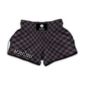 Grey Buffalo Plaid Pattern Print Muay Thai Boxing Shorts