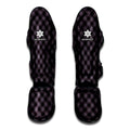 Grey Buffalo Plaid Pattern Print Muay Thai Shin Guards
