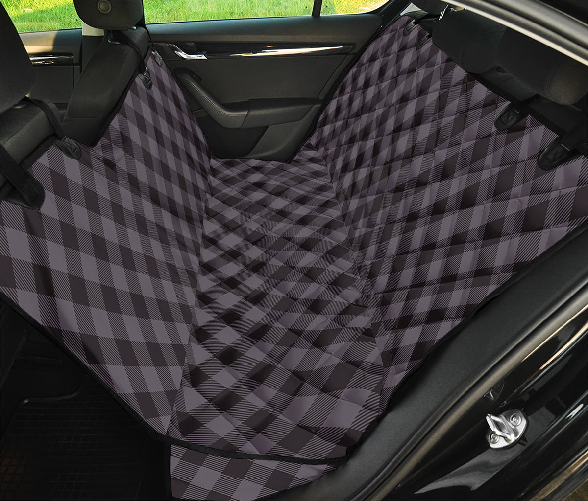 Grey Buffalo Plaid Pattern Print Pet Car Back Seat Cover