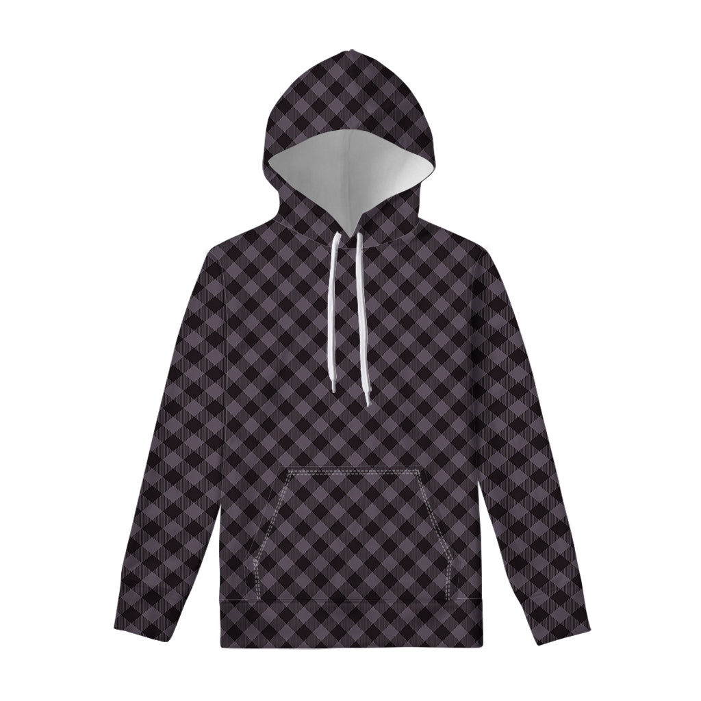 Grey Buffalo Plaid Pattern Print Pullover Hoodie