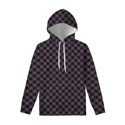 Grey Buffalo Plaid Pattern Print Pullover Hoodie