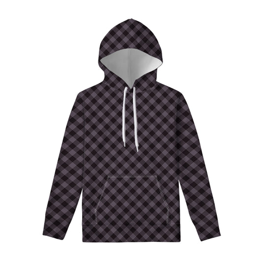 Grey Buffalo Plaid Pattern Print Pullover Hoodie