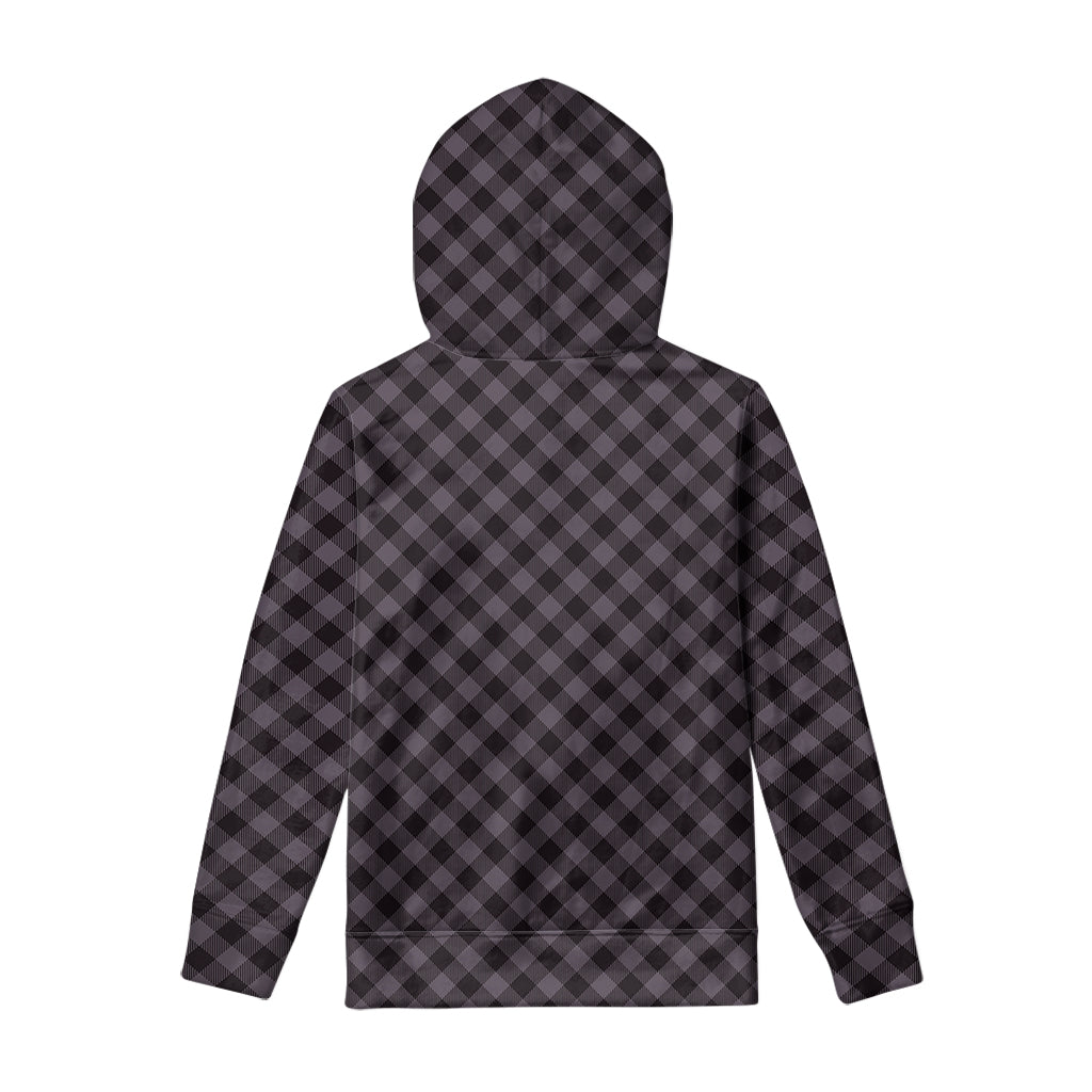 Grey Buffalo Plaid Pattern Print Pullover Hoodie