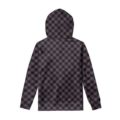 Grey Buffalo Plaid Pattern Print Pullover Hoodie