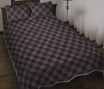 Grey Buffalo Plaid Pattern Print Quilt Bed Set