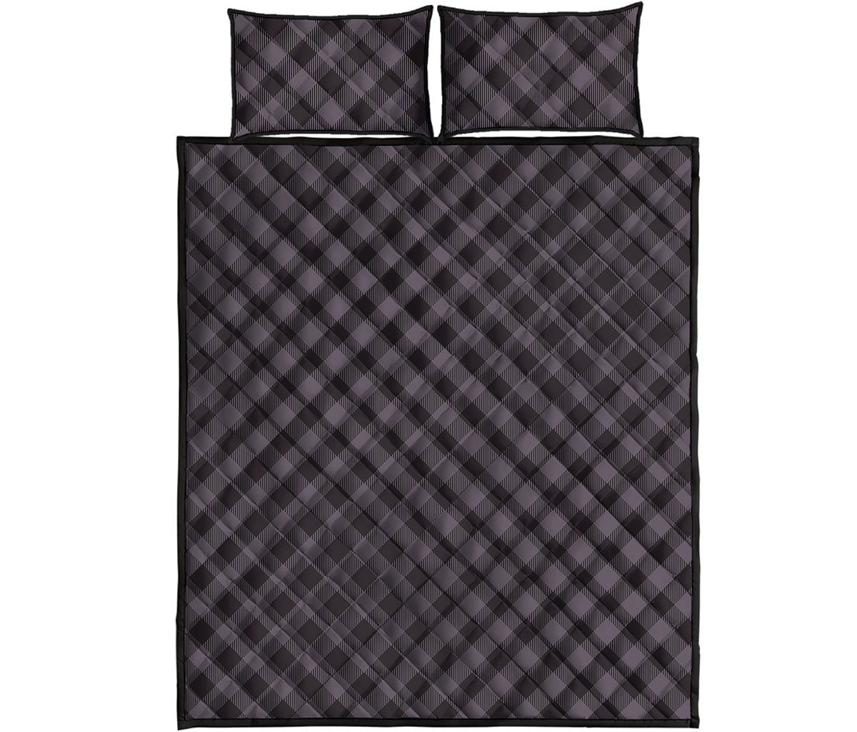 Grey Buffalo Plaid Pattern Print Quilt Bed Set
