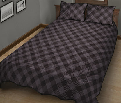 Grey Buffalo Plaid Pattern Print Quilt Bed Set
