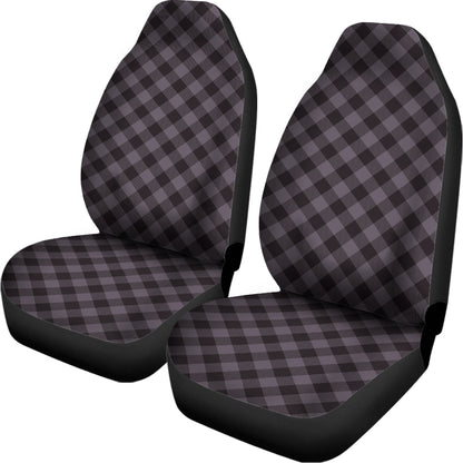 Grey Buffalo Plaid Pattern Print Universal Fit Car Seat Covers