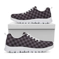 Grey Buffalo Plaid Pattern Print White Running Shoes