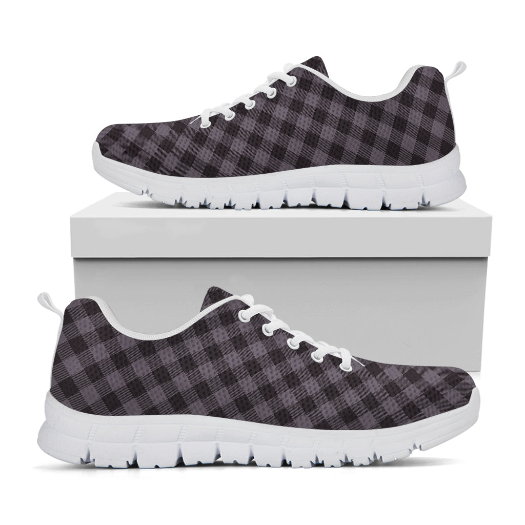 Grey Buffalo Plaid Pattern Print White Sneakers