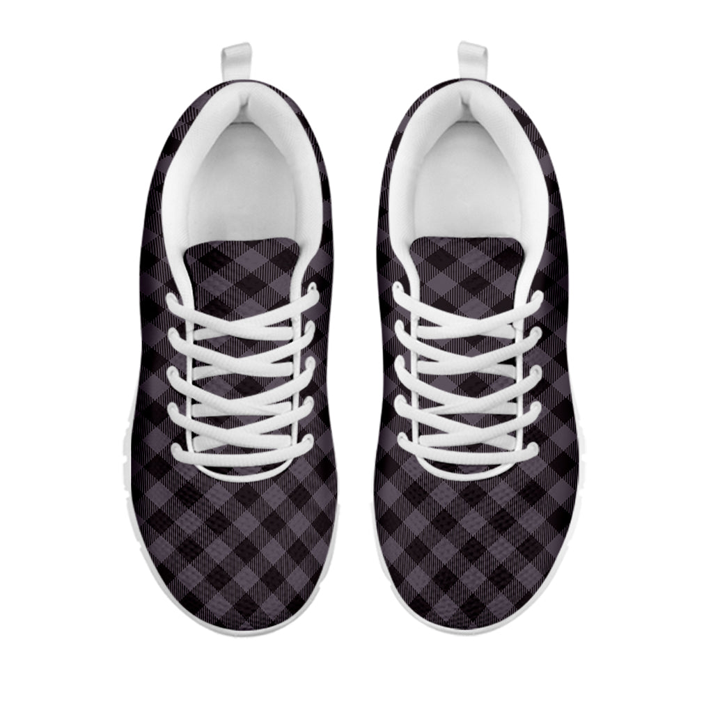 Grey Buffalo Plaid Pattern Print White Sneakers