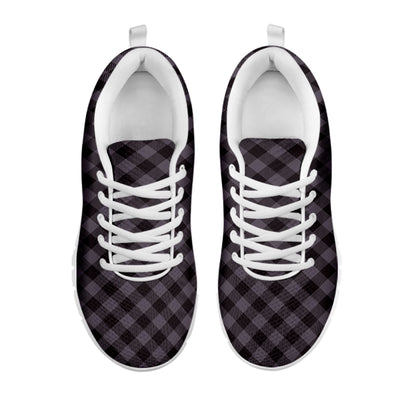 Grey Buffalo Plaid Pattern Print White Sneakers