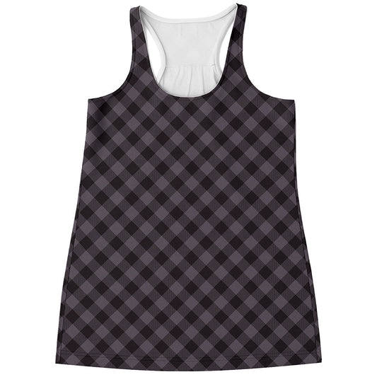 Grey Buffalo Plaid Pattern Print Women's Racerback Tank Top