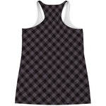 Grey Buffalo Plaid Pattern Print Women's Racerback Tank Top