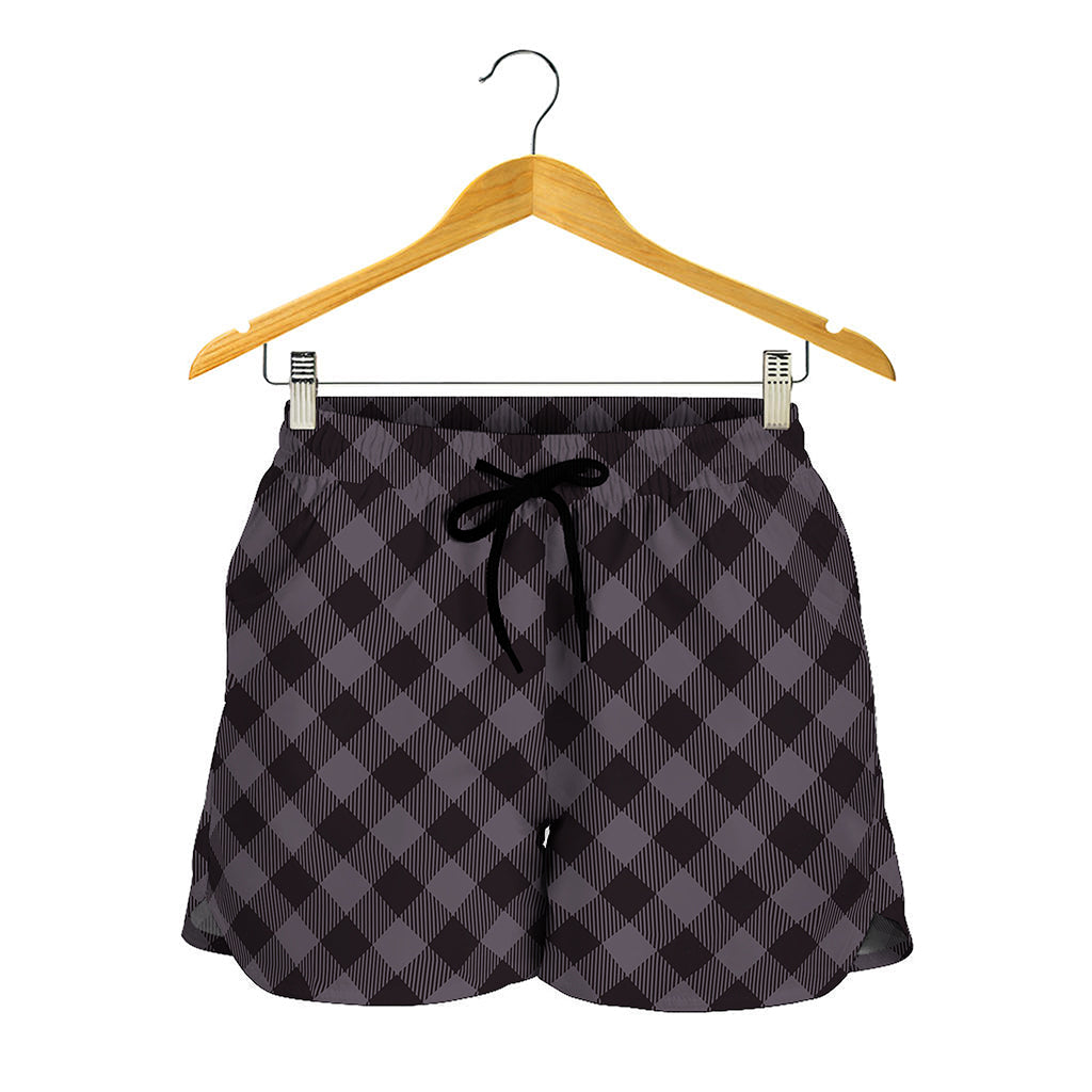 Grey Buffalo Plaid Pattern Print Women's Shorts