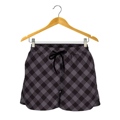 Grey Buffalo Plaid Pattern Print Women's Shorts
