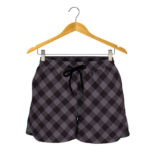 Grey Buffalo Plaid Pattern Print Women's Shorts