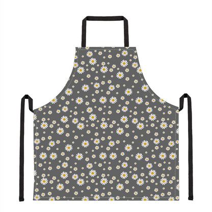 Grey Daisy Floral Pattern Print Apron