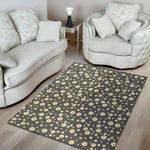 Grey Daisy Floral Pattern Print Area Rug