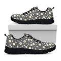Grey Daisy Floral Pattern Print Black Running Shoes