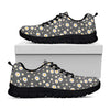 Grey Daisy Floral Pattern Print Black Sneakers