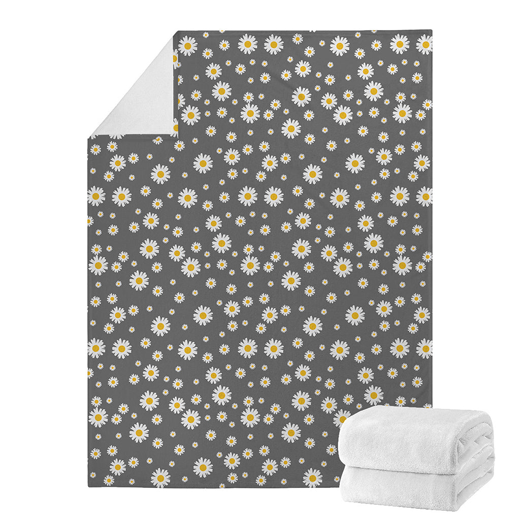 Grey Daisy Floral Pattern Print Blanket