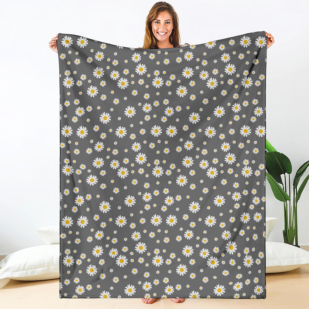 Grey Daisy Floral Pattern Print Blanket