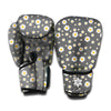 Grey Daisy Floral Pattern Print Boxing Gloves