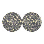 Grey Daisy Floral Pattern Print Car Coasters