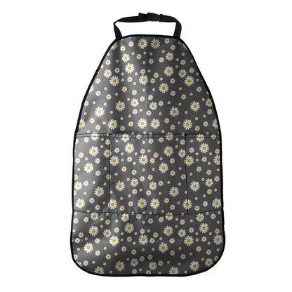 Grey Daisy Floral Pattern Print Car Seat Organizers