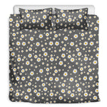 Grey Daisy Floral Pattern Print Duvet Cover Bedding Set