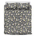 Grey Daisy Floral Pattern Print Duvet Cover Bedding Set