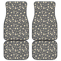 Grey Daisy Floral Pattern Print Front and Back Car Floor Mats