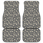 Grey Daisy Floral Pattern Print Front and Back Car Floor Mats