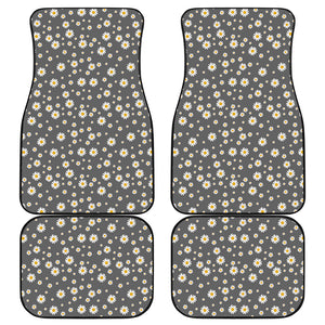 Grey Daisy Floral Pattern Print Front and Back Car Floor Mats