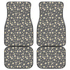 Grey Daisy Floral Pattern Print Front and Back Car Floor Mats