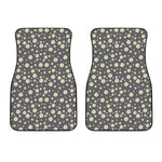 Grey Daisy Floral Pattern Print Front Car Floor Mats