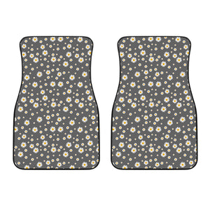 Grey Daisy Floral Pattern Print Front Car Floor Mats