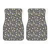 Grey Daisy Floral Pattern Print Front Car Floor Mats