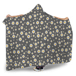 Grey Daisy Floral Pattern Print Hooded Blanket