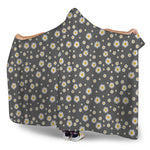 Grey Daisy Floral Pattern Print Hooded Blanket