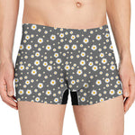 Grey Daisy Floral Pattern Print Men's Boxer Briefs