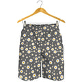 Grey Daisy Floral Pattern Print Men's Shorts