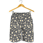 Grey Daisy Floral Pattern Print Men's Shorts